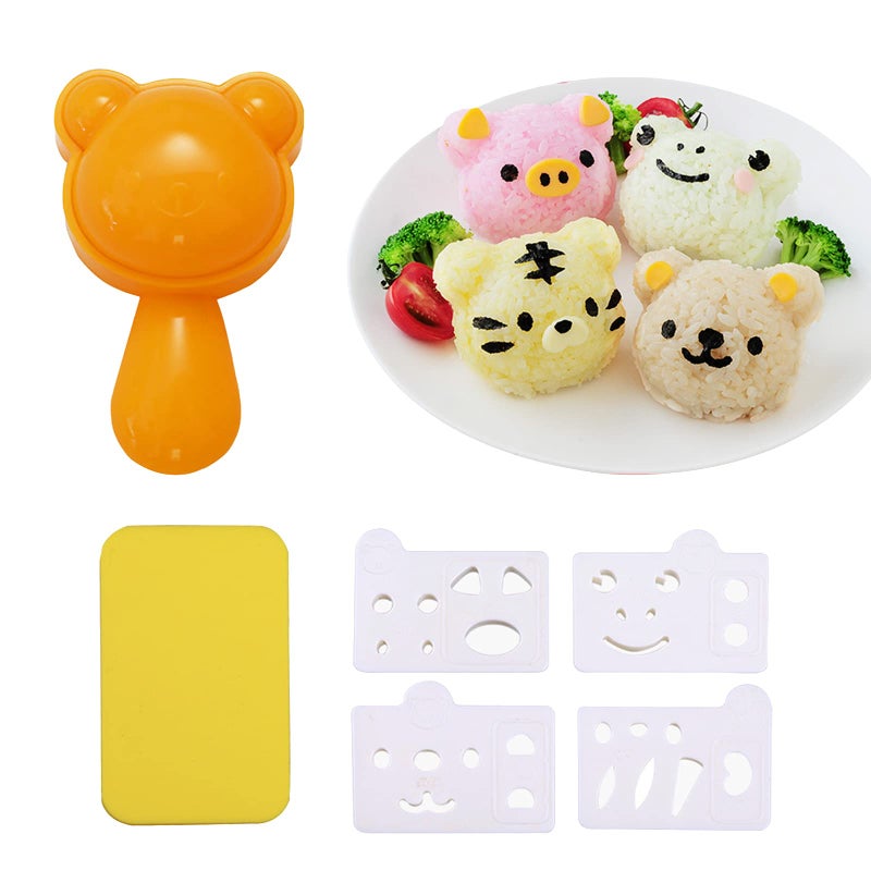 Cute Animal Sushi Mold  Rice Ball Shaper with Nori Seaweed Punch Cutter  DIY Kitchen Tools for Kids Bento Accessories