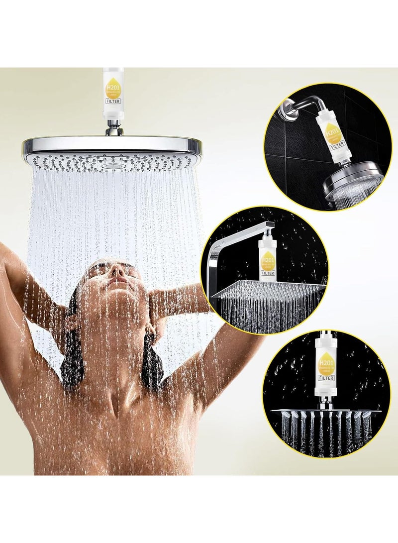 H201 فلتر رأس الدش - موزع دش فيتامين C، منعم مياه صلبة، فلتر دش للكلور والفلورايد، رأس دش مفلتر لتنقية المياه مع كرات، يقلل من تساقط الشعر وجفاف البشرة مثالي للمياه الصلبة - Image 4