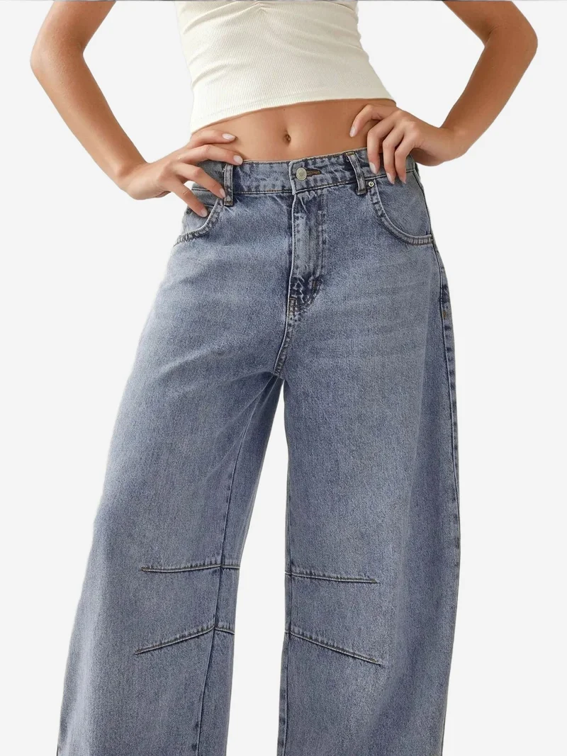 زوبعة جينز برميل بخصر متوسط