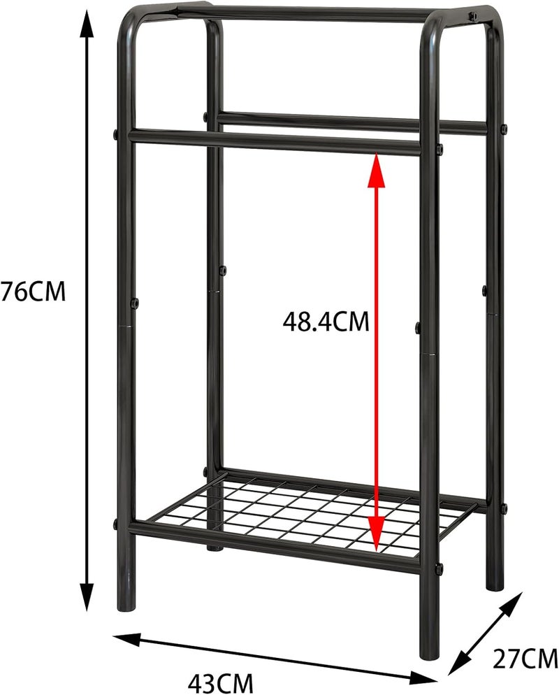 HAHRIR 3 Tier Towel Rack, 43cm Towel Rail Freestanding, Save Space with Storage Towel Holder for Bathroom, Display Rack for Bedroom, Bathroom, Swimming Pool,Black - Image 4