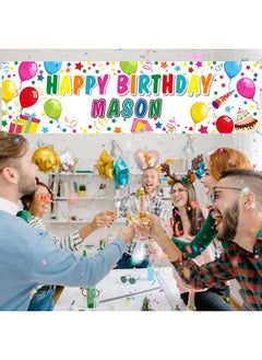 Tatuo Personalized Birthday Banner With Name Diy Colorful Happy Birthday Banner Backdrop With Alphabet Stickers Custom Birthday Banner For Outdoor And Indoor Birthday Party Decoration (White)  - Image 4