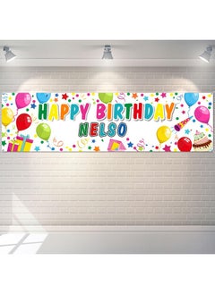 Tatuo Personalized Birthday Banner With Name Diy Colorful Happy Birthday Banner Backdrop With Alphabet Stickers Custom Birthday Banner For Outdoor And Indoor Birthday Party Decoration (White)  - Image 1