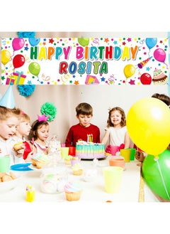 Tatuo Personalized Birthday Banner With Name Diy Colorful Happy Birthday Banner Backdrop With Alphabet Stickers Custom Birthday Banner For Outdoor And Indoor Birthday Party Decoration (White)  - Image 5