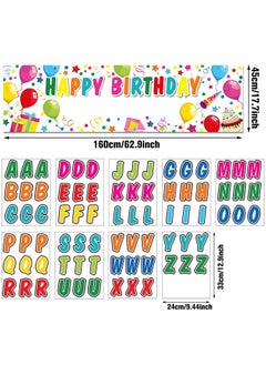 Tatuo Personalized Birthday Banner With Name Diy Colorful Happy Birthday Banner Backdrop With Alphabet Stickers Custom Birthday Banner For Outdoor And Indoor Birthday Party Decoration (White)  - Image 2
