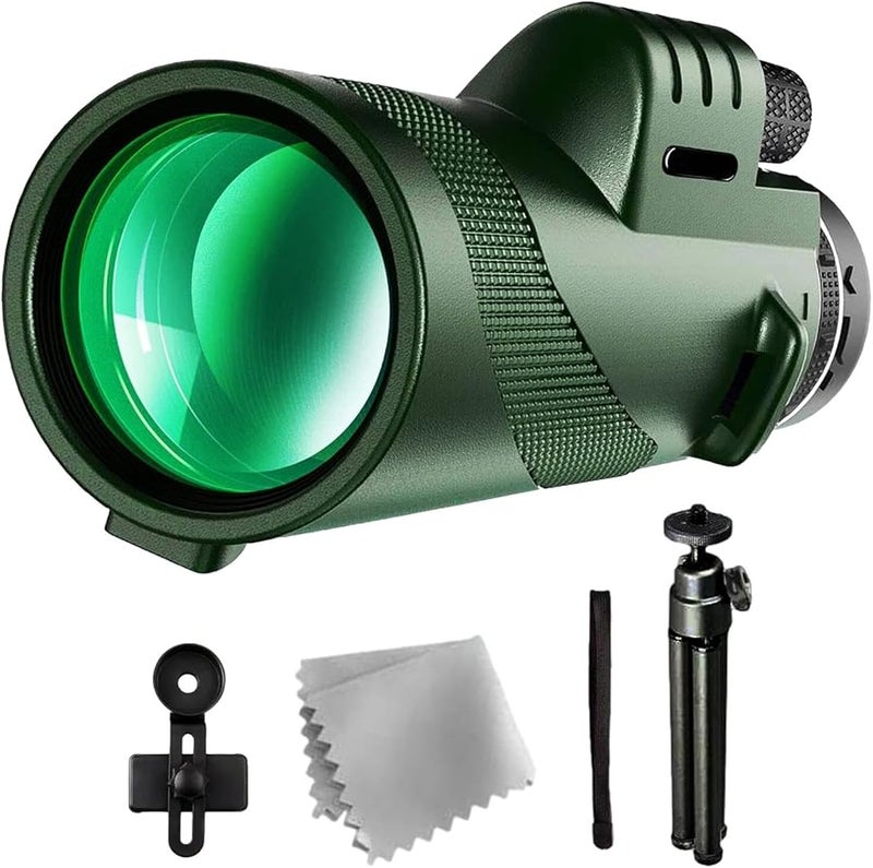 Green High Power 80X100 Outdoor Monocular Telescope For Bird Watching With Smartphone Adapter - Image 2