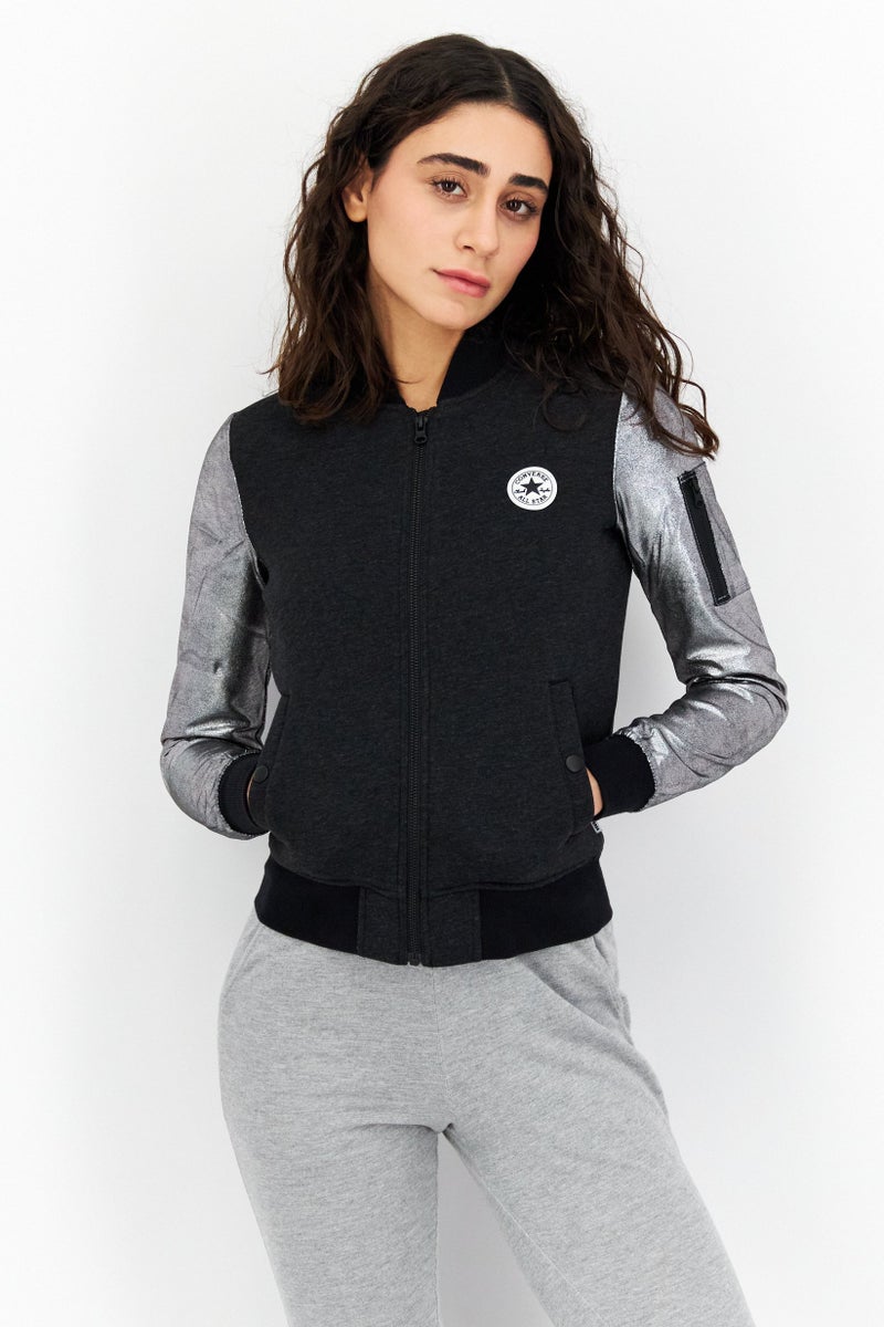 CONVERSE Women Sportswear Fit Training Bomber Jacket, Black - Image 1