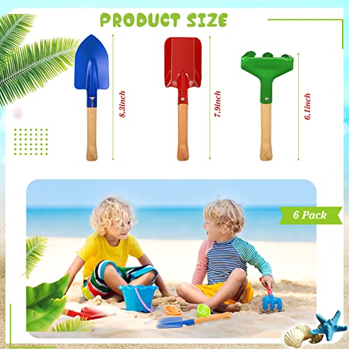 Tarpop 18 Pcs Kids Gardening Tools Set Metal Kids Yard Tools with Sturdy Wooden Handle Safe Children Beach Sandbox Toy Sand Play Kit for Flower Soil Planting Loosening Digging Trowel Rake Shovel - Image 5