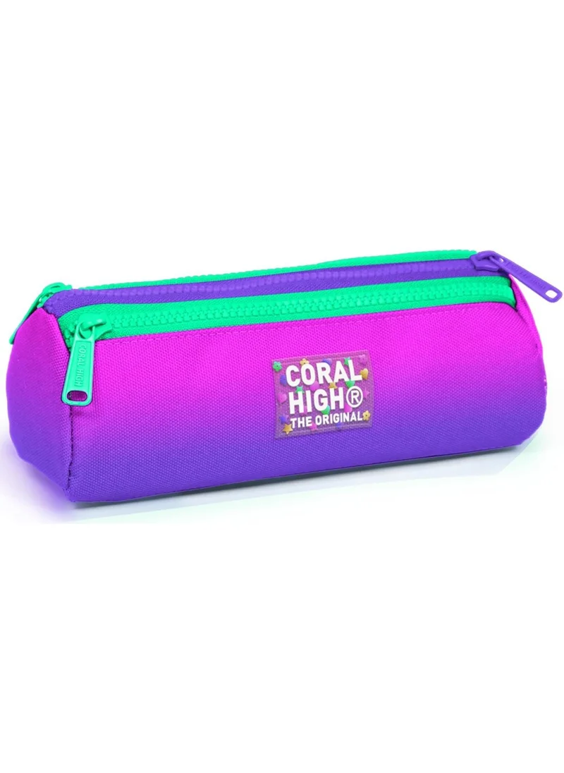 كورال هاي Kids Pink Purple Color Transition Three Compartment Pencil Bag 22062