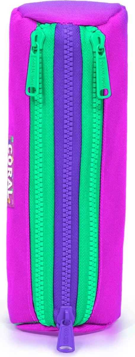CORAL HIGH Kids Pink Purple Color Transition Three Compartment Pencil Bag 22062