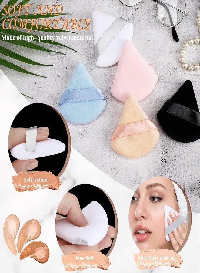 FEELHIGH 48 Pcs Triangle Powder Puff Soft Velour Makeup Puffs for Face Powder Makeup Triangle Sponges for Wet and Dry Cosmetic Foundation Loose Mineral Powder Body Makeup Tool (Multicolor) - Image 3