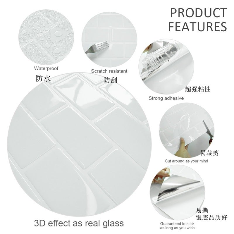 Creative Self-Adhesive White Brick 3D Three-Dimensional Glue Wall Stickers Waterproof Oil Indoor Decoration Wallpaper Wallpaper - Image 3