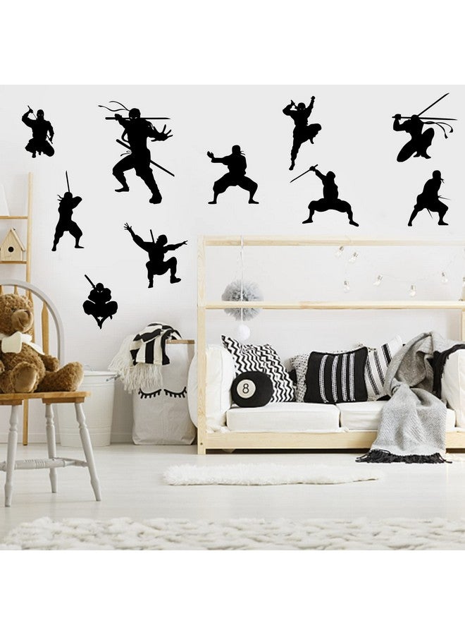 PLIGREAT 9 Pcs Samurai Ninja Wall Stickers, Peel and Stick Wall Decals, Removable Vinyl Wall Sticker for Taekwondo Hall Kung Fu Fans Bedroom Dorm Room Playroom Wall Decoration Indoor Wall Art Decor - Image 5