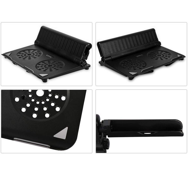 COOSKIN ABS Laptop Stand Desk with Phone Stand Holder Foldable & Portable Riser Compatible 13-17 inch Notebook Base Holder (Black) - Image 4