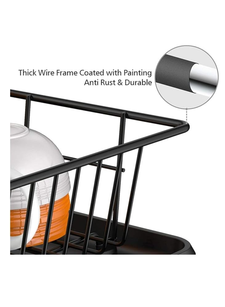 Toshionics Dish Rack Dish Drying Stand Dish Drainer Plate Rack Dish rake Kitchen Organizer Dish Drying Rack Countertop Large Antibacterial Kitchen Utensils Dish racks Dish Stand (Black) - Image 4