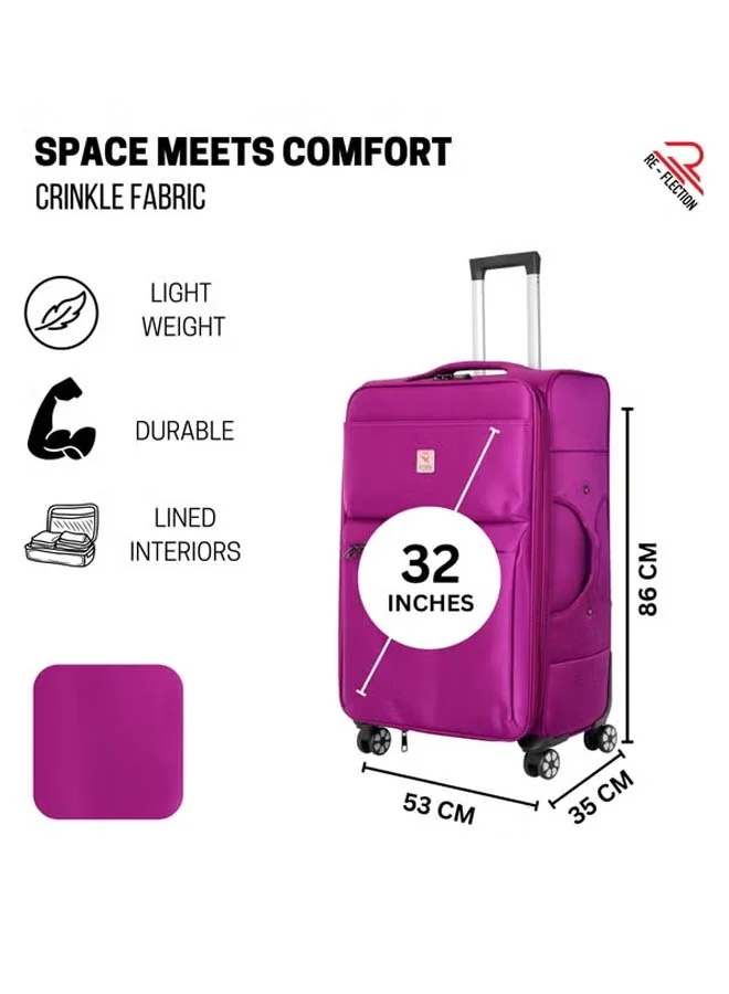 ريفلكشين REFLECTION 28 Inch Voyager Carryon Suitcase Lightweight Vertical Series Travel Soft Luggage Trolley with 121L Storage Capacity and 4 Spinner Wheels Purple