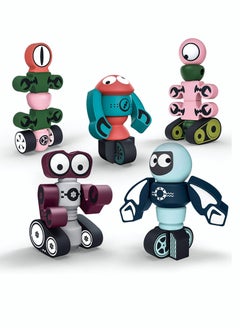 Y&D 5Pcs Magnetic Robots, Blocks Set for Kids with Storage Box, Stacking Robots Toy Educational Playset Boys and Girls Ages 3 to 6  - Image 1