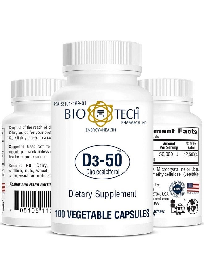 Bio-Tech Pharmacal Vitamin D3 (D3-50 50k IU, 100 Veg Count) - Image 2