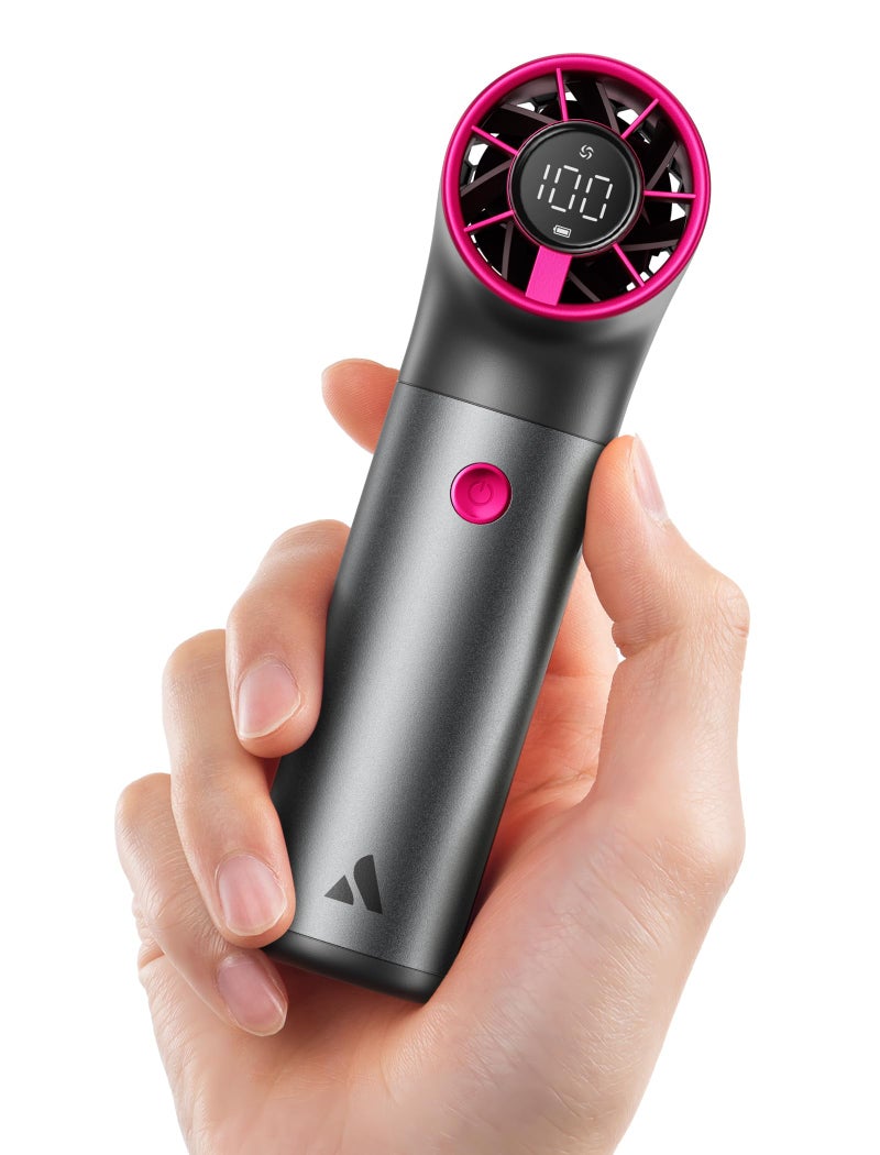 Aecooly Portable Handheld Fan Powerful Turbo Air Tube Fan 19000 RPM High Speed Aero Ultra 15H Max Cooling Time 7 Speeds Aluminum Case Mini Pocket Design for Travel Beach Outdoor Activities Grey