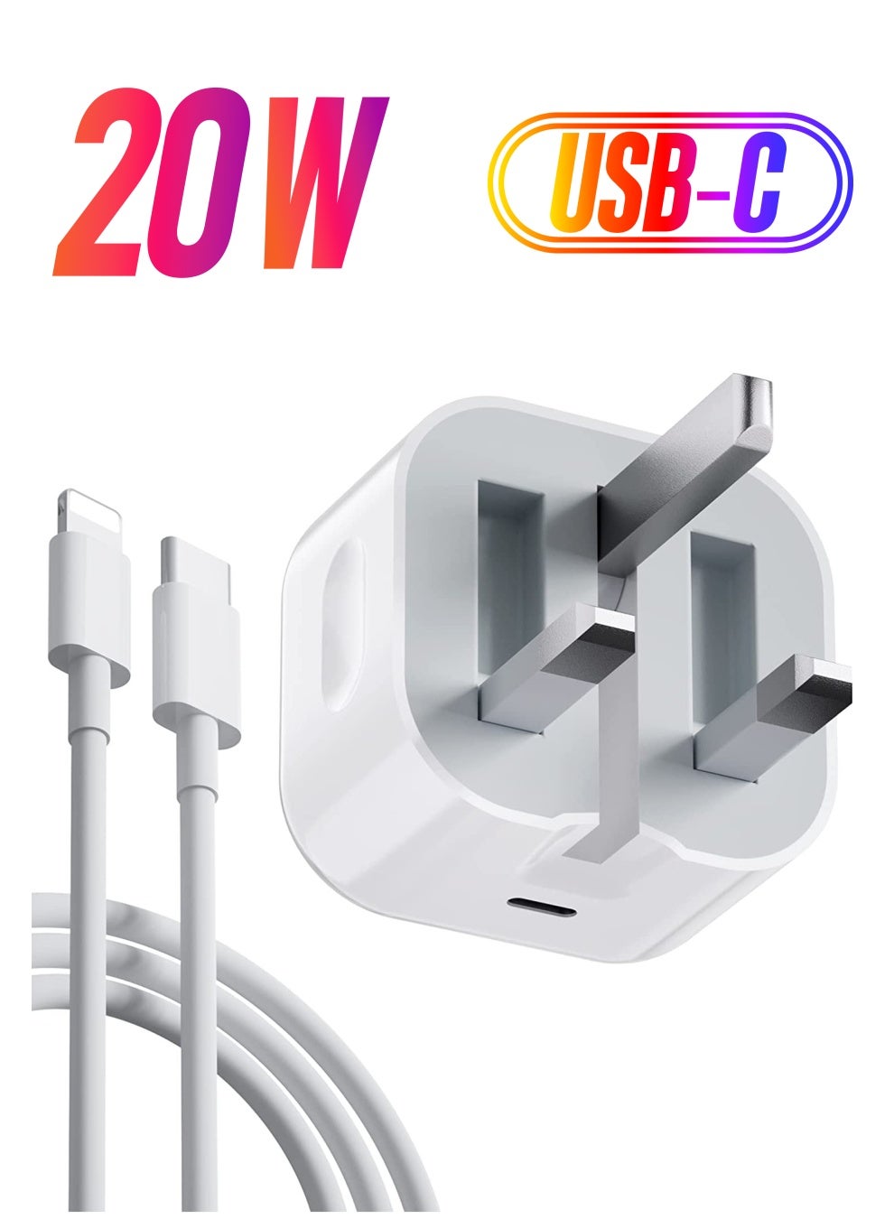 iPhone Charger USB C Fast Charger, iPhone Fast Charger Cable and Plug, 20W USB C Power Adapter, Type-C Wall Charger Plug with 1M Charging Cable Compatible with iPhone12/13/11/Pro/Max/XR/XS/X/8, Pad