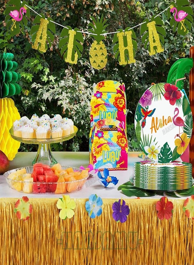 HANSAMU Hawaii Flamingo Paper Plates 7" Disposable Dinner Dessert Plate Tableware Set Luau Tropical Themed Party Supplies Summer Holiday Beach Picnic Birthday Party Decorations 24 Pcs - Image 3