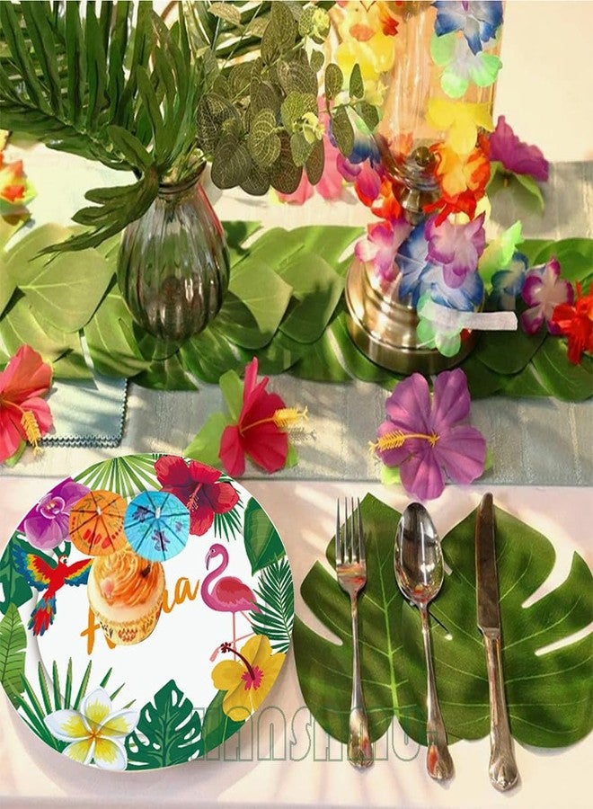 HANSAMU Hawaii Flamingo Paper Plates 7" Disposable Dinner Dessert Plate Tableware Set Luau Tropical Themed Party Supplies Summer Holiday Beach Picnic Birthday Party Decorations 24 Pcs - Image 4