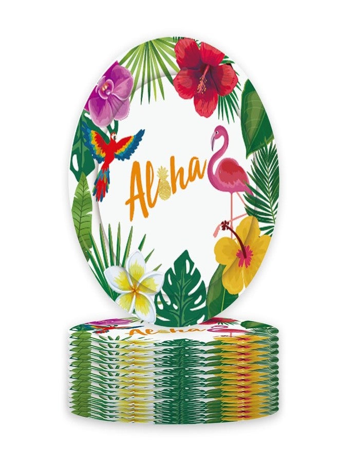 HANSAMU Hawaii Flamingo Paper Plates 7" Disposable Dinner Dessert Plate Tableware Set Luau Tropical Themed Party Supplies Summer Holiday Beach Picnic Birthday Party Decorations 24 Pcs - Image 1