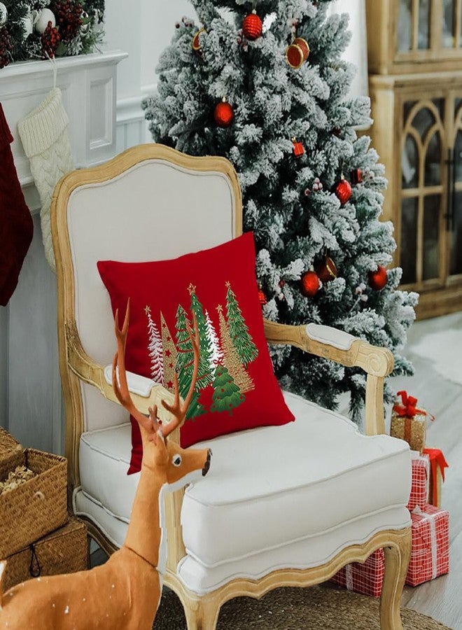 RABUSOFA Christmas Pillow Covers 18x18 Inch Outdoor Waterproof Tree Christmas Decorations Red Throw Pillow Cases Xmas Decor Winter Decorative Pillows for Couch Holiday Gold - Image 2