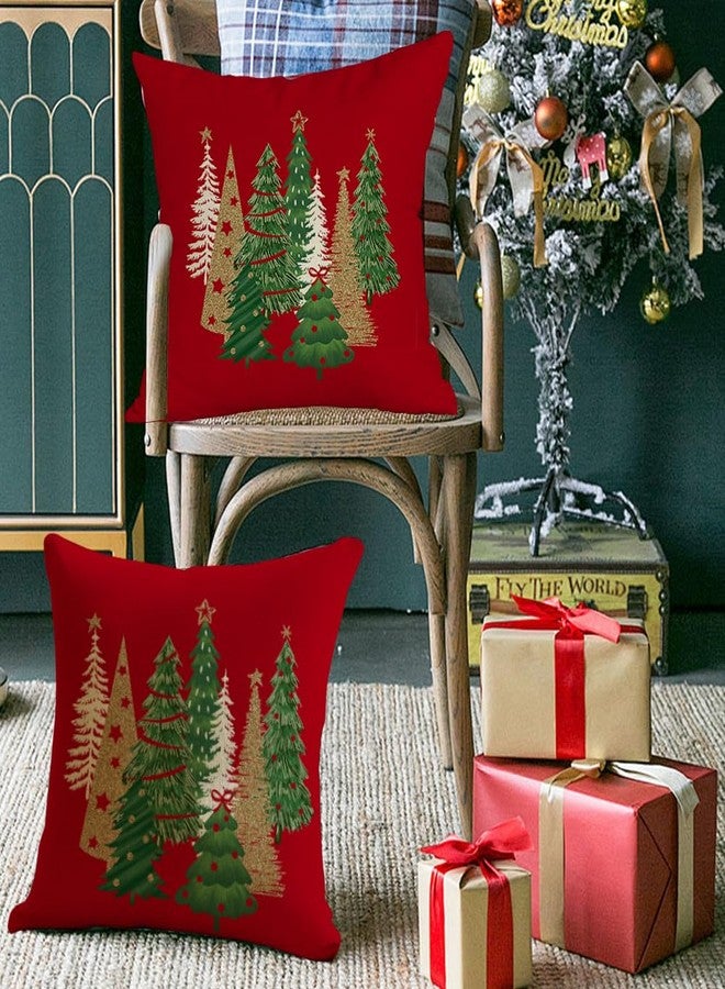 RABUSOFA Christmas Pillow Covers 18x18 Inch Outdoor Waterproof Tree Christmas Decorations Red Throw Pillow Cases Xmas Decor Winter Decorative Pillows for Couch Holiday Gold - Image 4