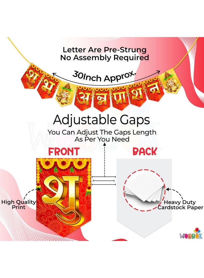 Wobbox Shubh Annaprashan Red & Golden Mandala Font Annaprashan Banner, Annaprashan Decoration, Annaprashan Decoration Items - Image 3