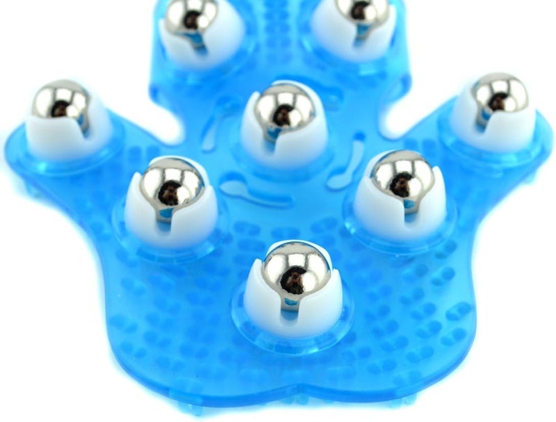 SAMYO Palm Shaped Massage Glove Body Massager with 9 360degreeroller Metal Roller Ball Beauty Body Care Blue - Image 4