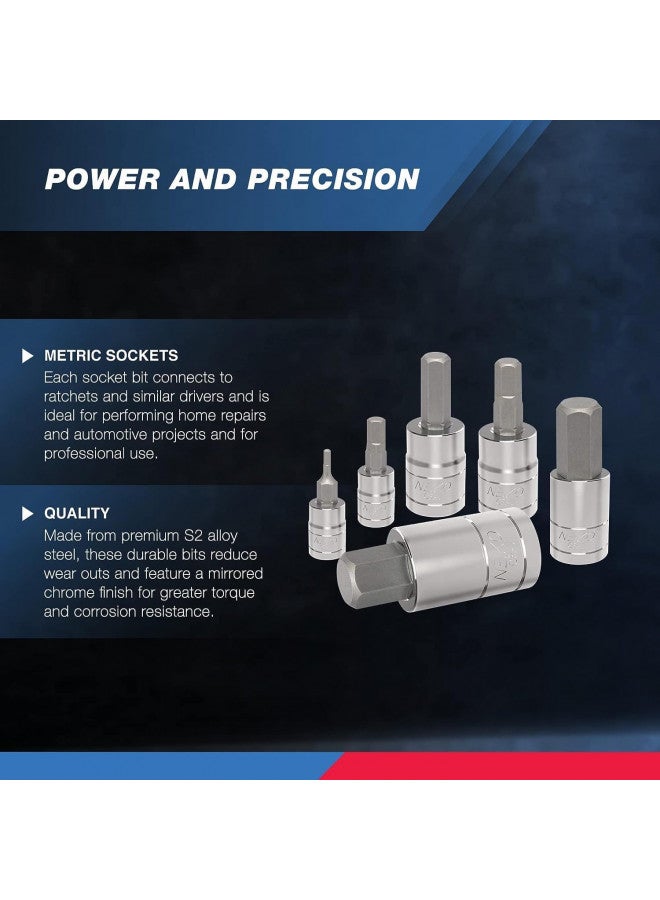 Neiko NEIKO 10074A Metric Hex Bit Socket Set | 13-Piece Set | S2 and Cr-V Steel | 1/4-Inch, 3/8-Inch and 1/2-Inch Drive | 2mm to 14mm  - Image 2