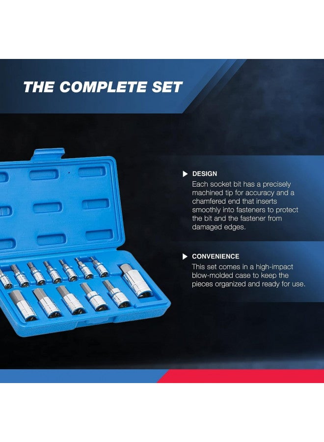 Neiko NEIKO 10074A Metric Hex Bit Socket Set | 13-Piece Set | S2 and Cr-V Steel | 1/4-Inch, 3/8-Inch and 1/2-Inch Drive | 2mm to 14mm  - Image 3