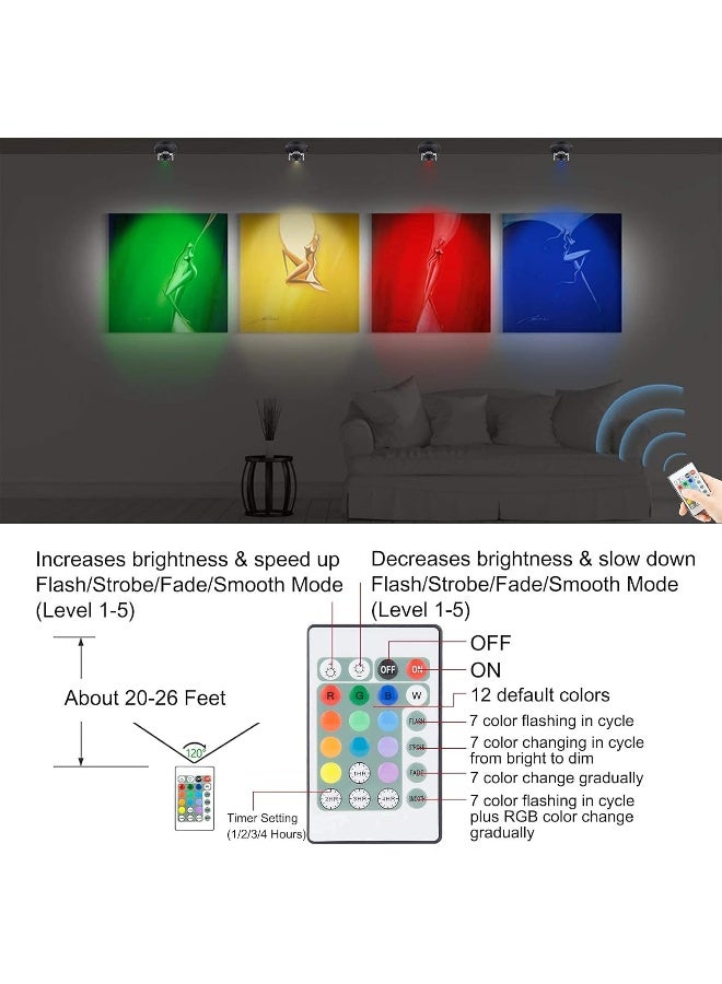 LUXSWAY Accent Light with Rechargeable Wireless Spotlights with Remote Dimmable 12 Color Changing Puck Stick on Light for Artwork Painting Dart Board Poster - Image 3