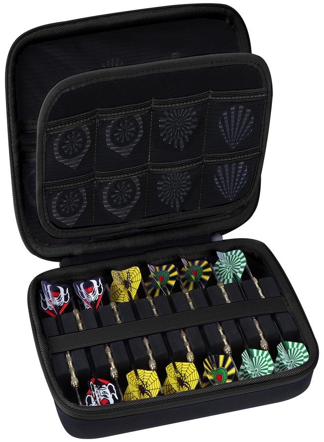 Peyyargo Case Compatible for 12 Darts, Steel Tip or Soft Tip Darts, Built-in Storage Tubes and Pockets for Flights, Tips, Shafts,Holds Darts and Extra Accessories (Black) - Image 1