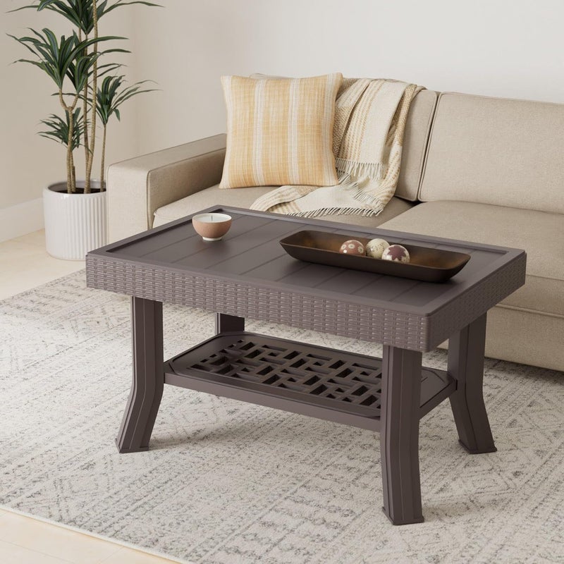 MARC Center Plastic Table for Home, Office & Outdoor Good Grade , Brown - Image 2