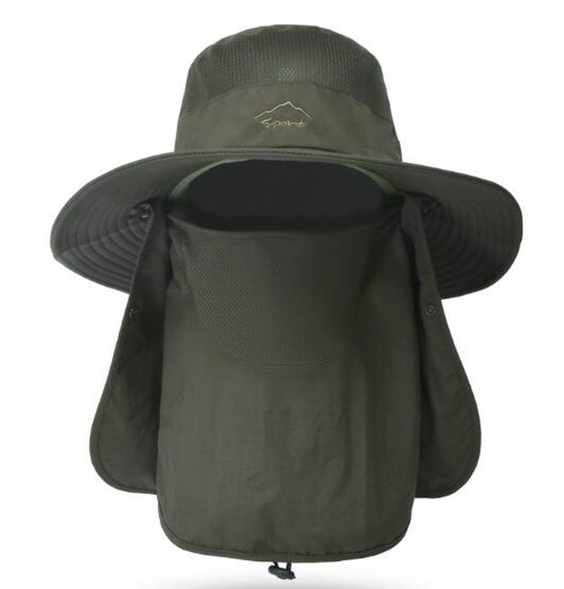 Outrip Fishing Hat for Men & Women, Outdoor UV Sun Protection Wide Brim Hat with Face Cover & Neck Flap Army Green - Image 1