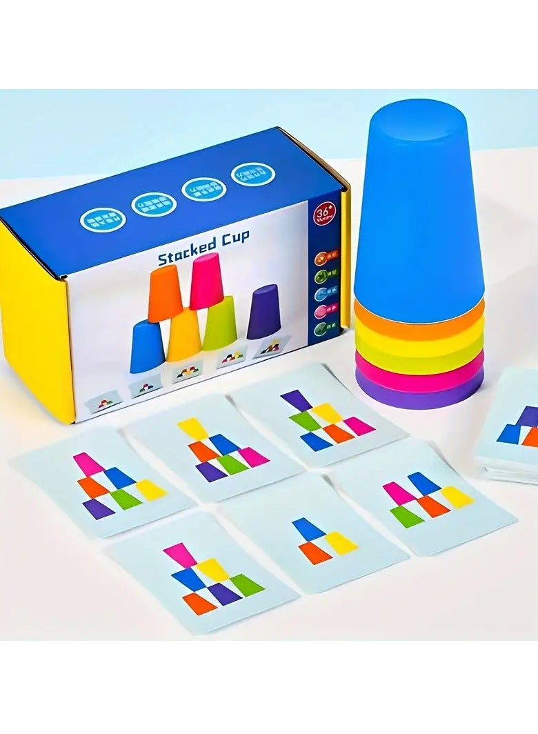 Brain Battle Stacking Cups - Interactive Cognitive Development Toy for Kids, Enhancing Thinking, Logic, and Focus Through Competitive Speed Challenges; Ideal for Kindergarten, Family Fun, and Party - Image 2
