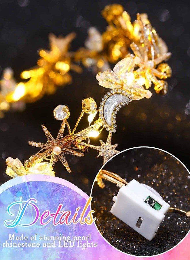 ووي طوق رأس مضيء على شكل نجمة وقمر، إكسسوارات شعر كريستالية متوهجة للنساء من Woeoe - Image 5