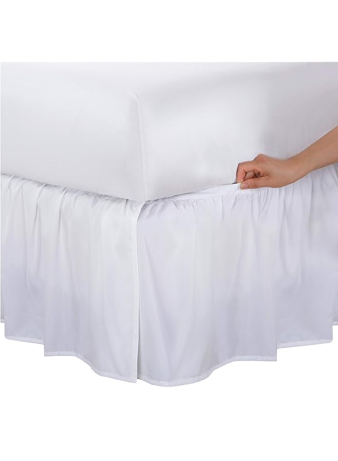 إيروريكس تنورة ملفوفة من الألياف الدقيقة من Bed Maker'S Never Lift Your Mattress بتصميم كلاسيكي مكشكش بطول 14 بوصة باللون الأبيض بالكامل - Image 1