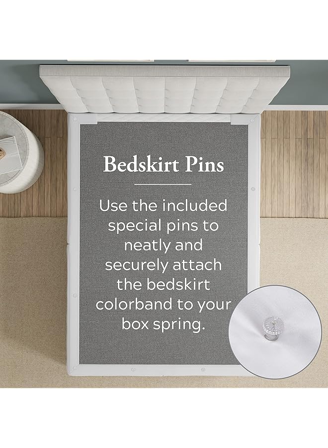 إيروريكس تنورة ملفوفة من الألياف الدقيقة من Bed Maker'S Never Lift Your Mattress بتصميم كلاسيكي مكشكش بطول 14 بوصة باللون الأبيض بالكامل - Image 4