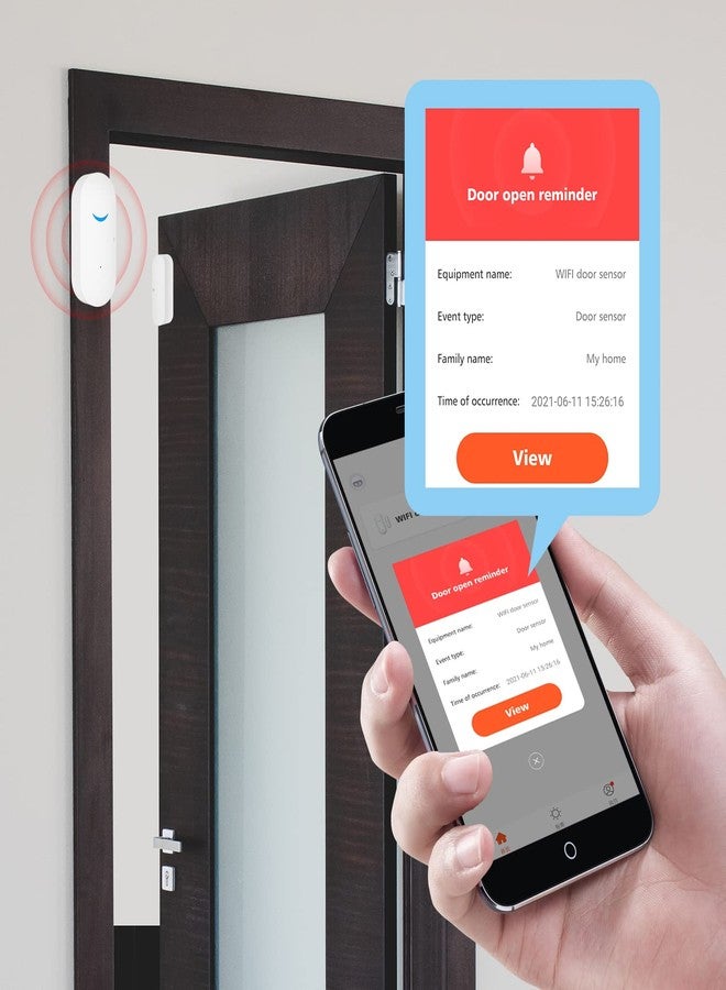 SENCKIT 4 Pack WiFi Wireless Door Window Sensor,TUYA Smart Alarm with Free Notification APP Control Home Security Alarm System, Compatible with Alexa, Google Home, Siri - Image 3