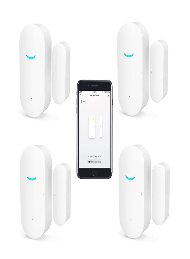SENCKIT 4 Pack WiFi Wireless Door Window Sensor,TUYA Smart Alarm with Free Notification APP Control Home Security Alarm System, Compatible with Alexa, Google Home, Siri - Image 1