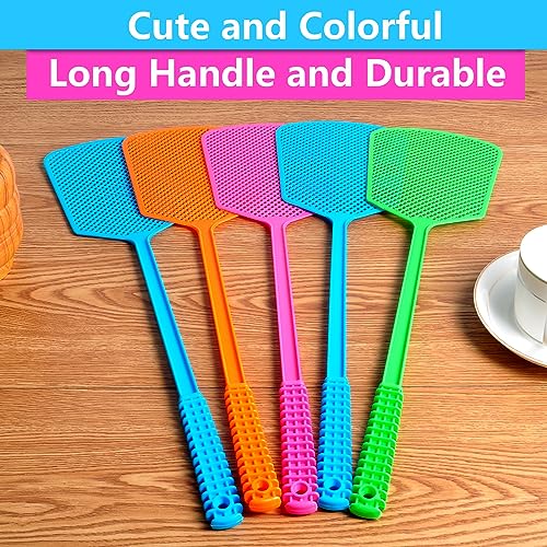 LifHap Fly Swatter,5 Pack Plastic Heavy Duty Manual Fly Killer, Long Handle Flyswatter, Large Bug Swatters That Work for Indoor and Outdoor - Image 2