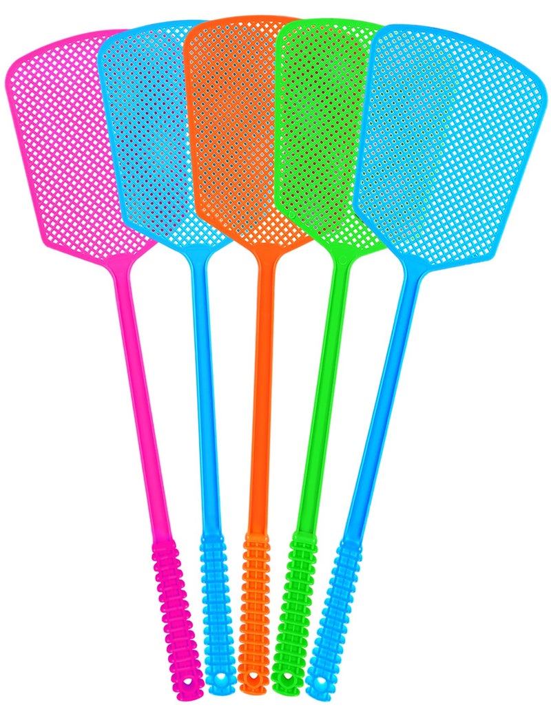 LifHap Fly Swatter,5 Pack Plastic Heavy Duty Manual Fly Killer, Long Handle Flyswatter, Large Bug Swatters That Work for Indoor and Outdoor - Image 1