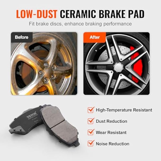 rayihni VEVOR Front and Rear Brake Kit Compatible with 20072017 Jeep Wrangler Drilled and Slotted Brake Rotors Ceramic Brake Pads Replacement 119 Front Rotors 124 Rear Rotors - Image 4