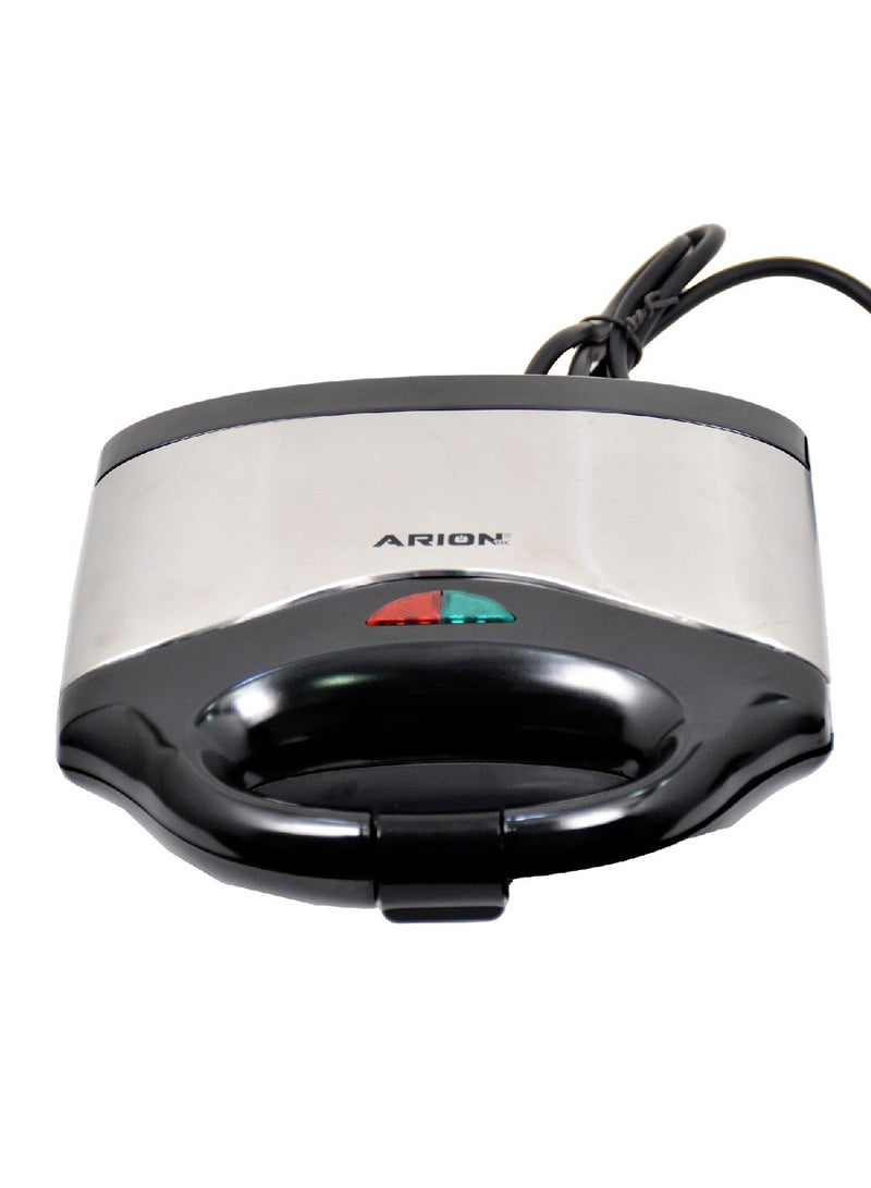 أريون صانعة وافل لشريحتين - 750 واط، صفائح غير لاصقة سهلة التنظيف مع تزيين من الستانلس ستيل، مقبض بارد الملمس وتخزين عمودي - فضي/أسود - Image 3