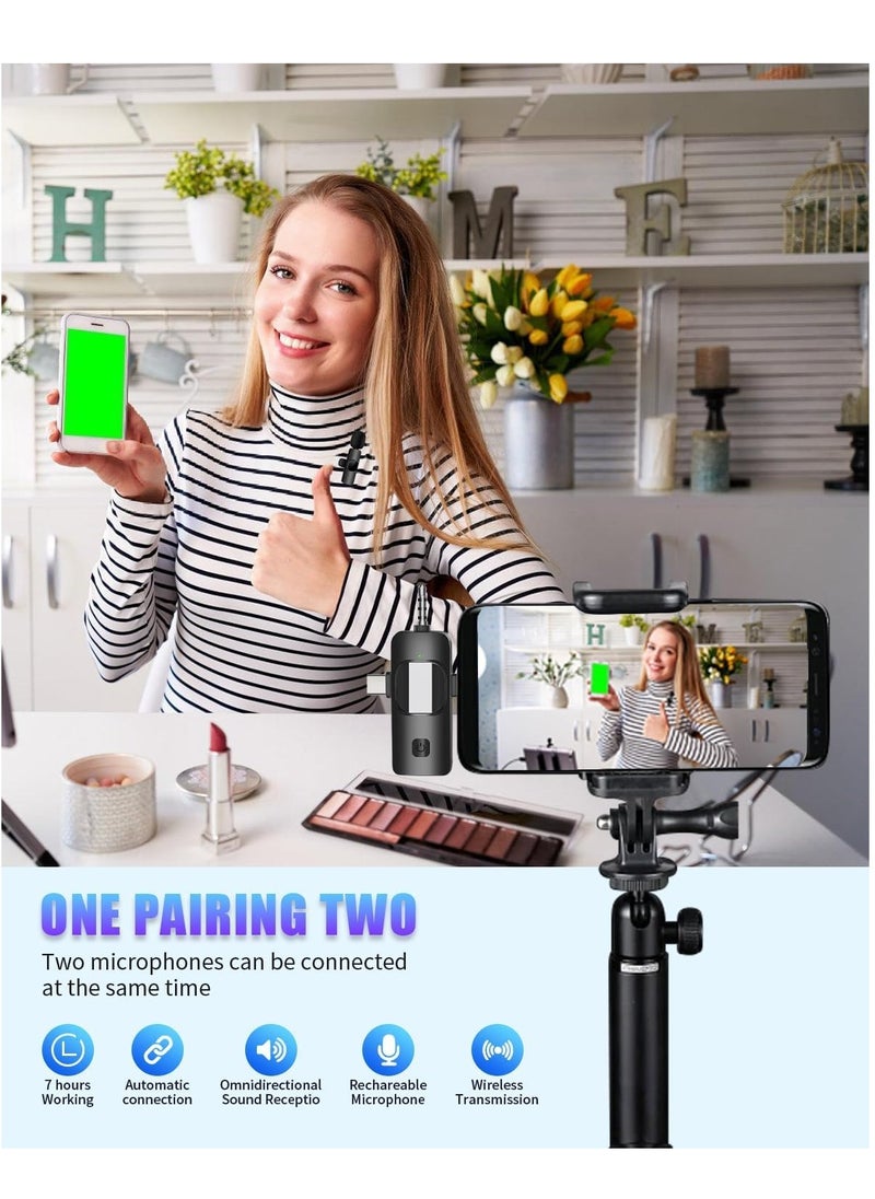 General Wireless Lavailer Microphone for iPhone, Android, Camera, iPad, USB C, 4 in 1 Professional Mini Microphone with Noise Reduction, Wireless Mic for Video Recording, Vlog, YouTube, TikTok  - Image 2