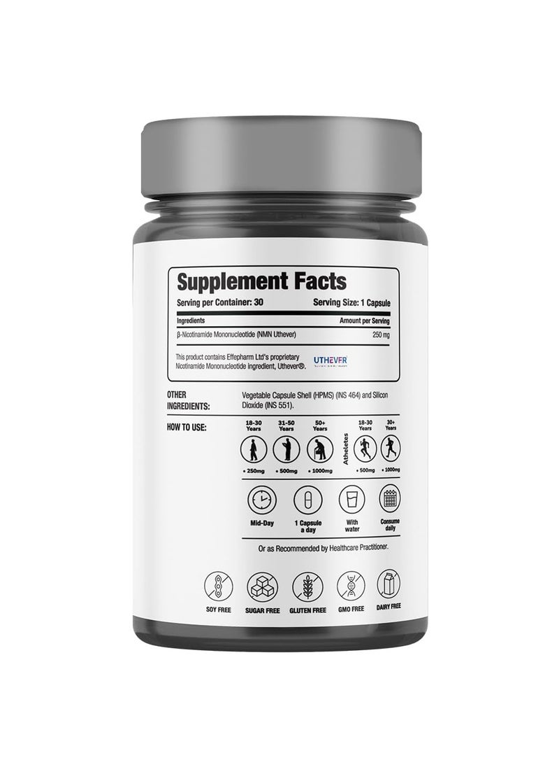 Decode Age NMN Pro UTHEVER 250 World’s Most Trusted Ultra-Pure Slow Down Ageing Cellular Repair Boost NAD+ Improve Muscle Strength - 30 Veg Capsules  - Image 3
