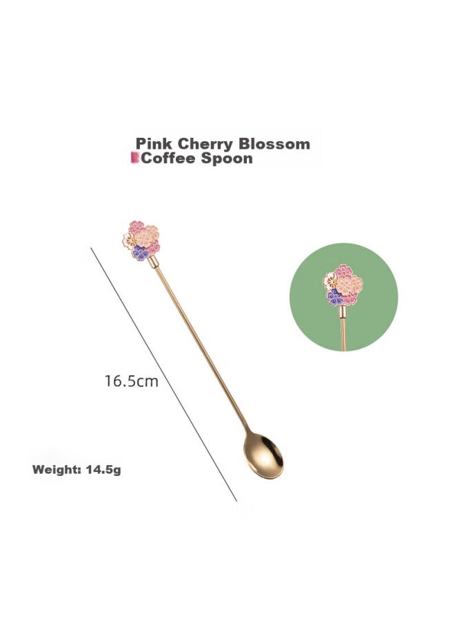 YIJUKE Yijuke [cherry Blossom] 304 Stainless Steel Coffee Spoon, Long-handled Mixing Spoon, Ice Spoon, Dessert Spoon, Small Spoon, Soup Spoon, Mixing Spoon  - Image 2