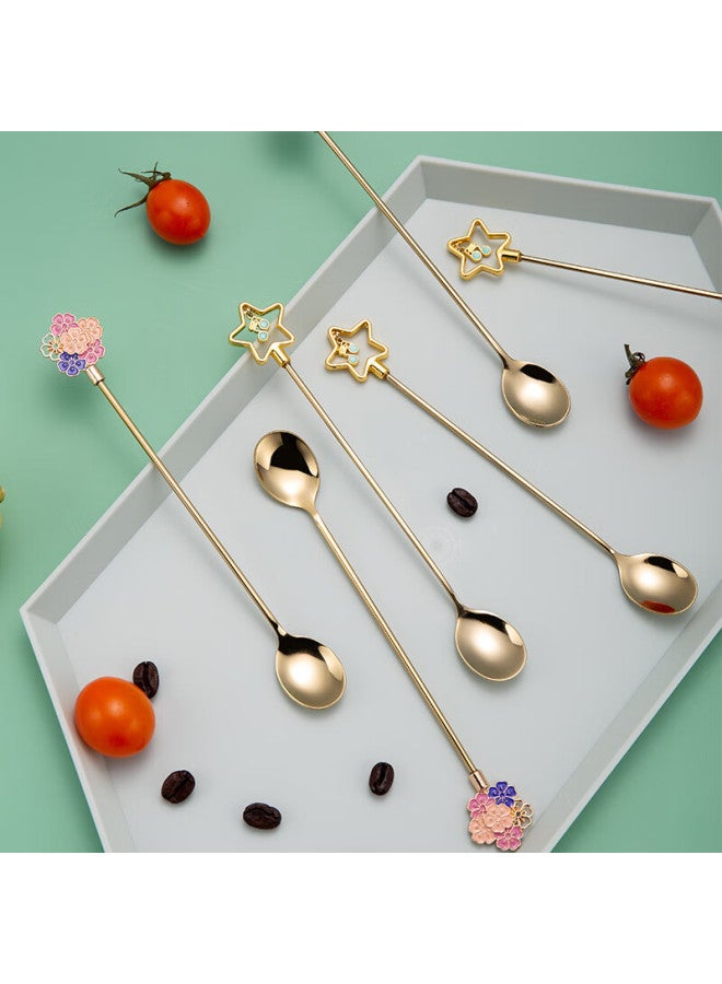 YIJUKE Yijuke [cherry Blossom] 304 Stainless Steel Coffee Spoon, Long-handled Mixing Spoon, Ice Spoon, Dessert Spoon, Small Spoon, Soup Spoon, Mixing Spoon  - Image 3